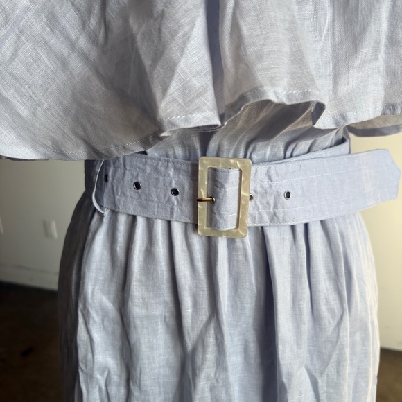 $289 NWT Lusana “Kate” Linen Maxi Dress in Misty Blue Sz Small - Picture 10 of 14